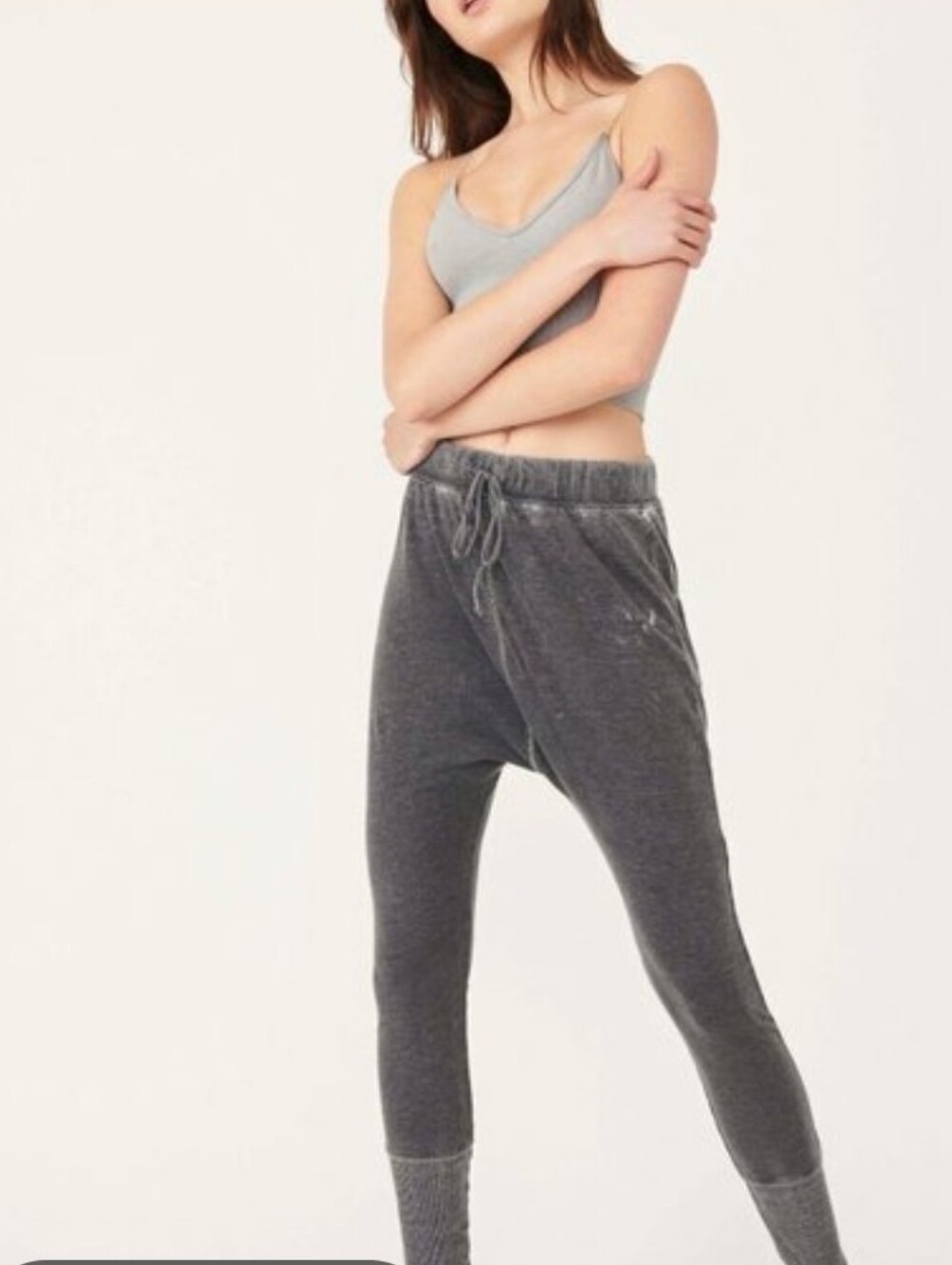 NWT Free People Intimately Cozy All Day Harem Sweat Pants Washed Black Medium